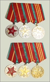 Колодка медалей за выслугу: КГБ, МВД, ВС.